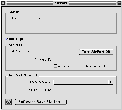 AirPort Setup screen