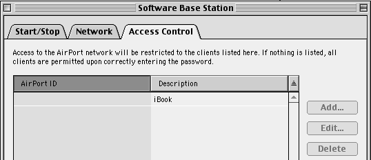 AirPort Setup screen