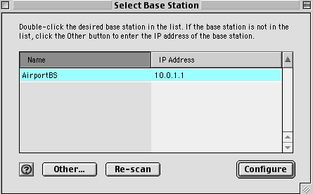 AirPort Setup screen
