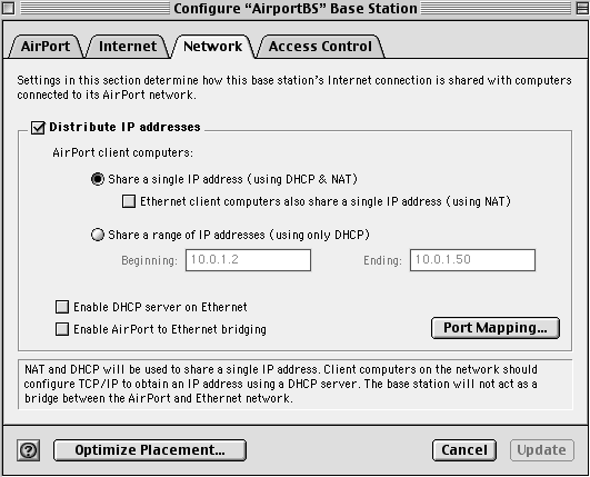 AirPort Setup screen