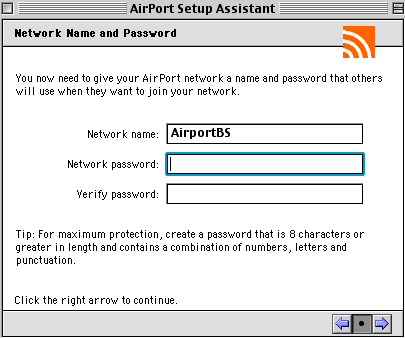 AirPort Setup screen